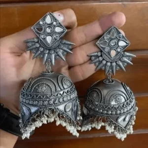 Beautiful Oxidised Polish Jhumka Earrings