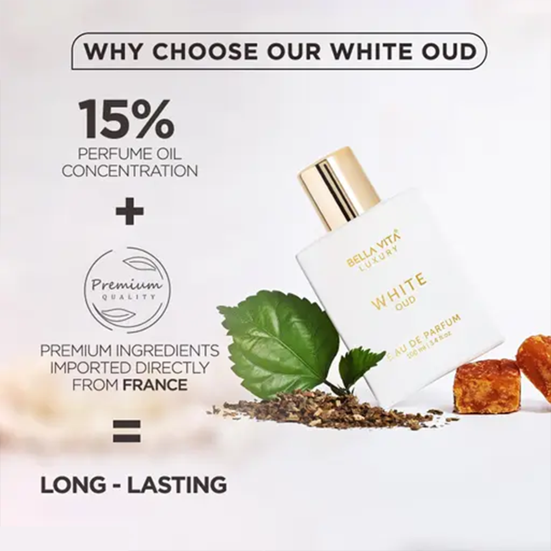 KHARIDLE Bellavita White OUD Unisex EDP Perfume 100 ML and DATE Woman Body Mist Spray 150 ML Combo - Image 2