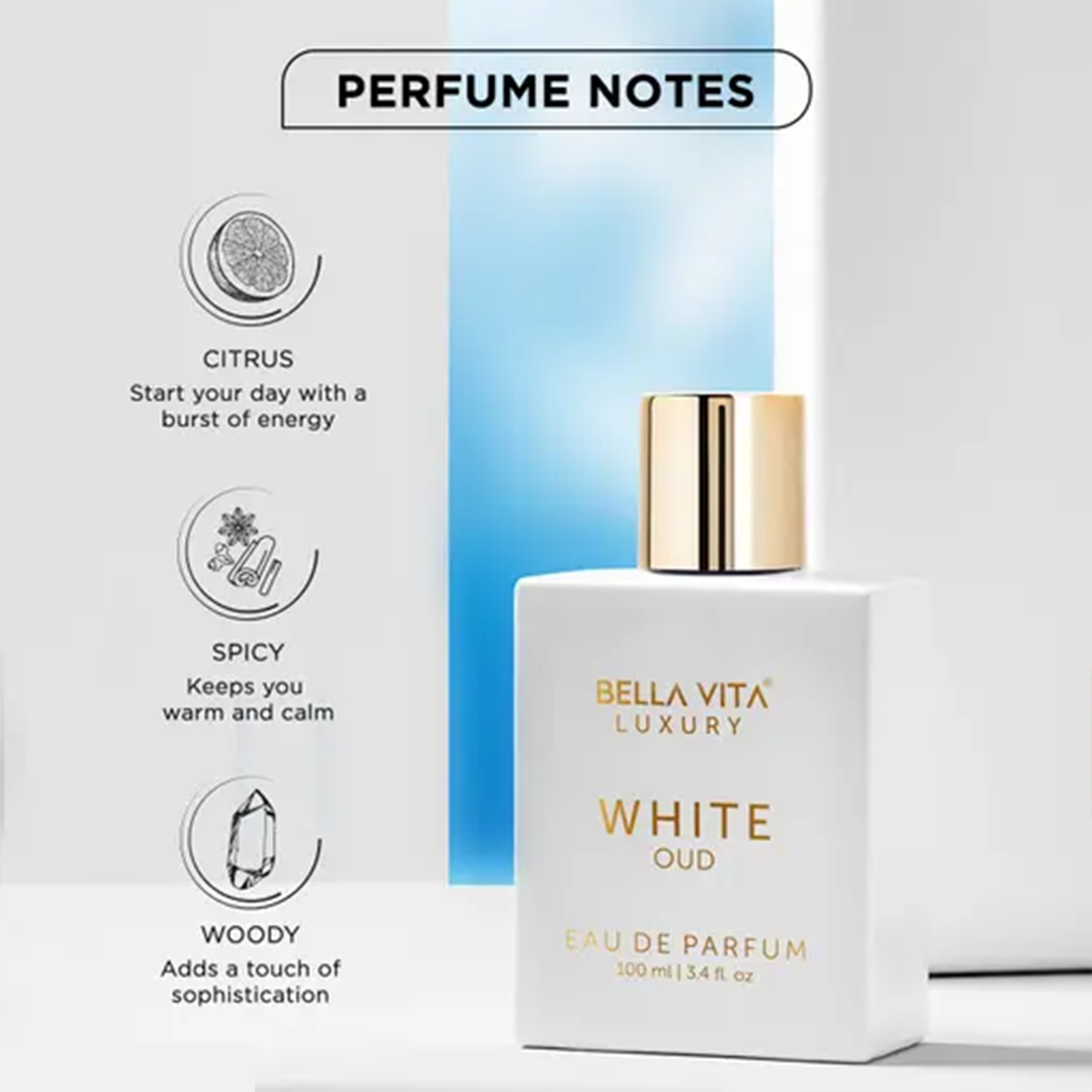KHARIDLE Bellavita White OUD Unisex EDP Perfume 100 ML and DATE Woman Body Mist Spray 150 ML Combo - Image 3