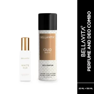 KHARIDLE Bellavita White OUD Unisex Perfume 20 ML & OUD White Body Deodorant 150 ML Combo For Men & Women