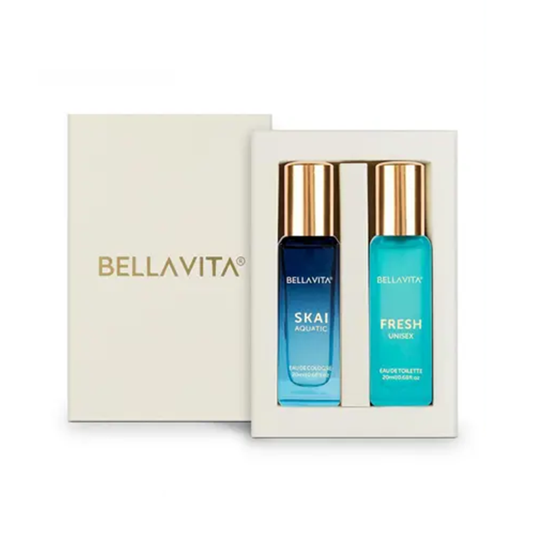 KHARIDLE Bellavita Luxury Unisex FRESH+SKAI Perfume Combo for Men and Women 40 ML (Pack of 2 Items 20ML Each)