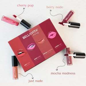 KHARIDLE Bellavita Kiss Proof Liquid Lipstick - 4 x 2ml (Mini Set)