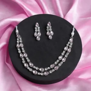 Luxury Two-Layer Silver CZ Bridal Necklace