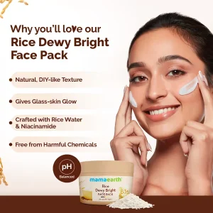 Mamaearth Rice Dewy Bright Face Pack with Rice Water & Niacinamide for For Glass Skin - 200 g