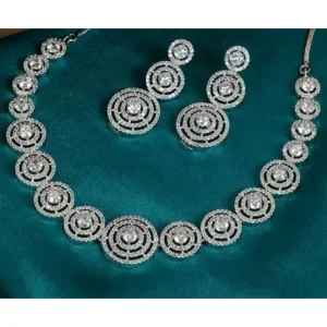 American Diamond Silver Plated Necklace Set