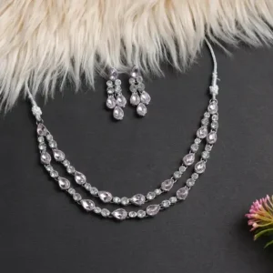 Luxury Two-Layer Silver CZ Bridal Necklace