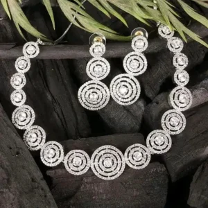 American Diamond Silver Plated Necklace Set