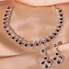 Rhodium Plated Maroon Red Jewellery Set