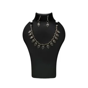 Silver Leaf Charm Oxidised Jewellery Set