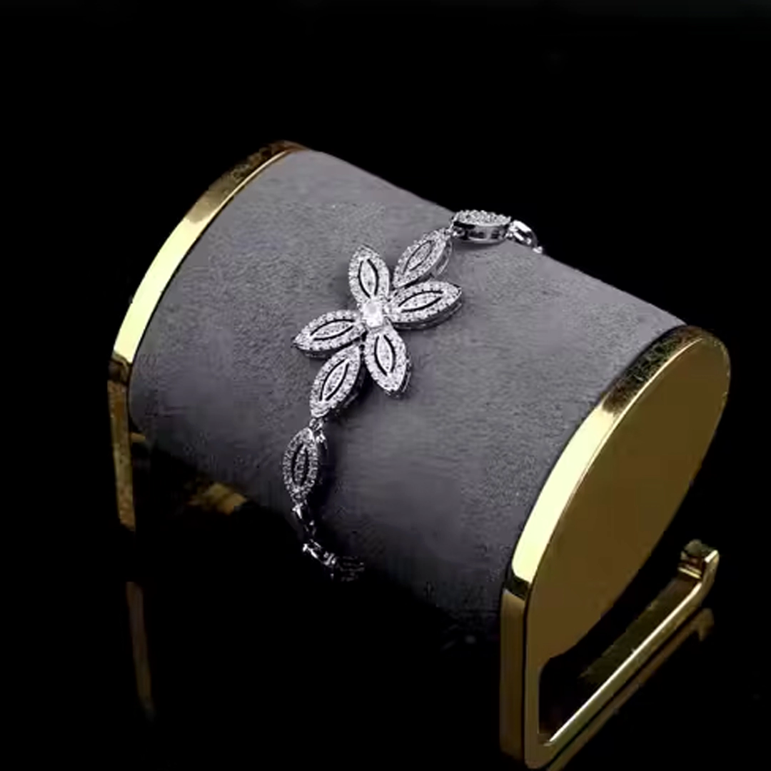 Floral Leaf Design American Diamond Set - Image 3
