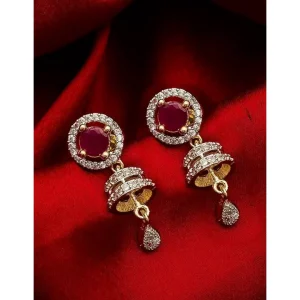 Ruby Studded Round Drop Earrings
