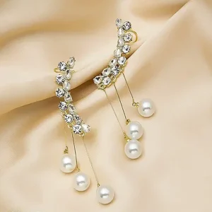 Crystal Pearl Tassel Drop Earrings