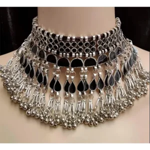 Black Mirror Tribal Choker Oxidised Jewellery Set