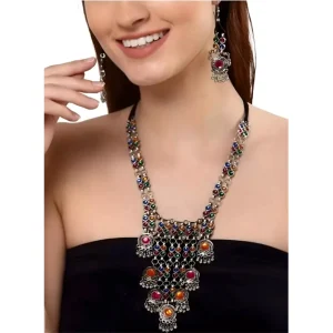 Multicolor Mirror Work Oxidised Jewellery Set