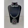 Pink Teardrop Pendant Oxidised Jewellery Set