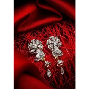 Floral Diamond Bow Drop Earrings